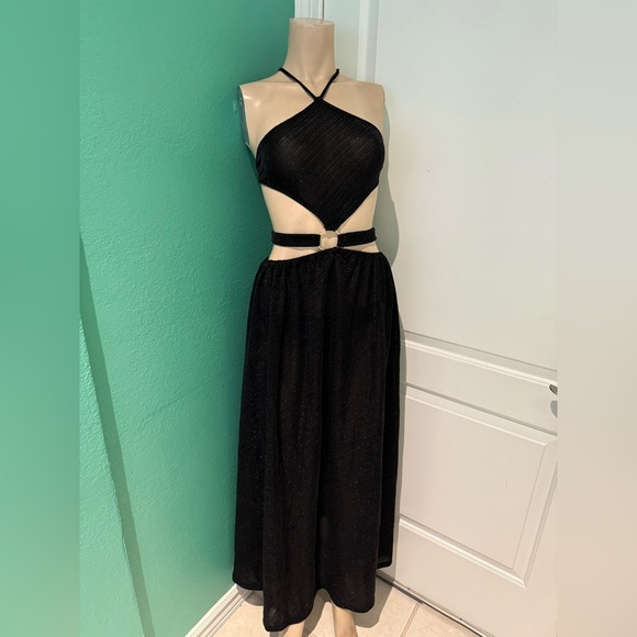 Chic Black Halter Swim Coverup - Picture 1 of 9